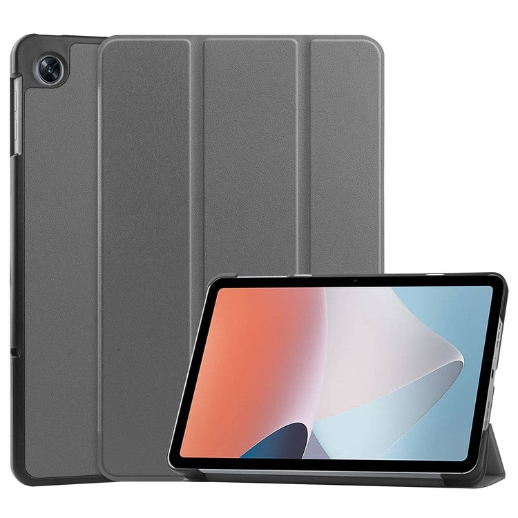 Shockproof Case for Oppo Pad Air PU Leather+PC Protective Case Auto Wake / Sleep Tablet Cover with Trifold Stand - Grey