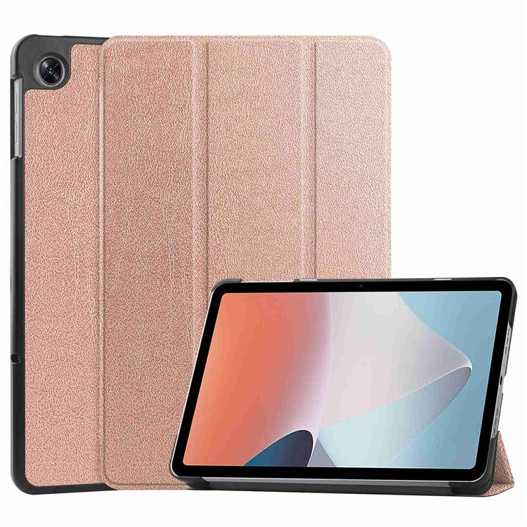 Shockproof Case for Oppo Pad Air PU Leather+PC Protective Case Auto Wake / Sleep Tablet Cover with Trifold Stand - Rose Gold