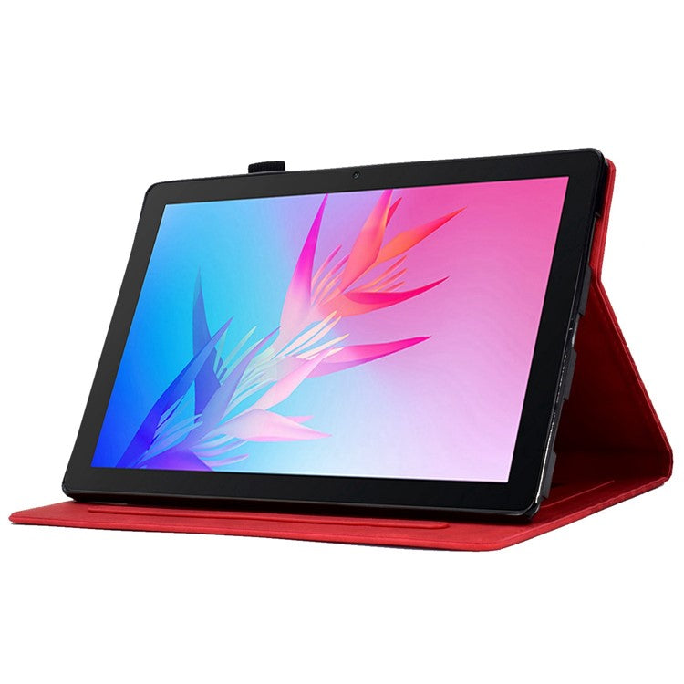 For Huawei Enjoy Tablet 2 10.1 / MatePad T 10 9.7 inch / T 10S 10.1 inch  /  Honor Pad 6 10.1-inch / Pad X6 9.7 inch Shockproof Stand Case Anti-Fall Tablet Cover with Card Slots / Auto Wake / Sleep - Red