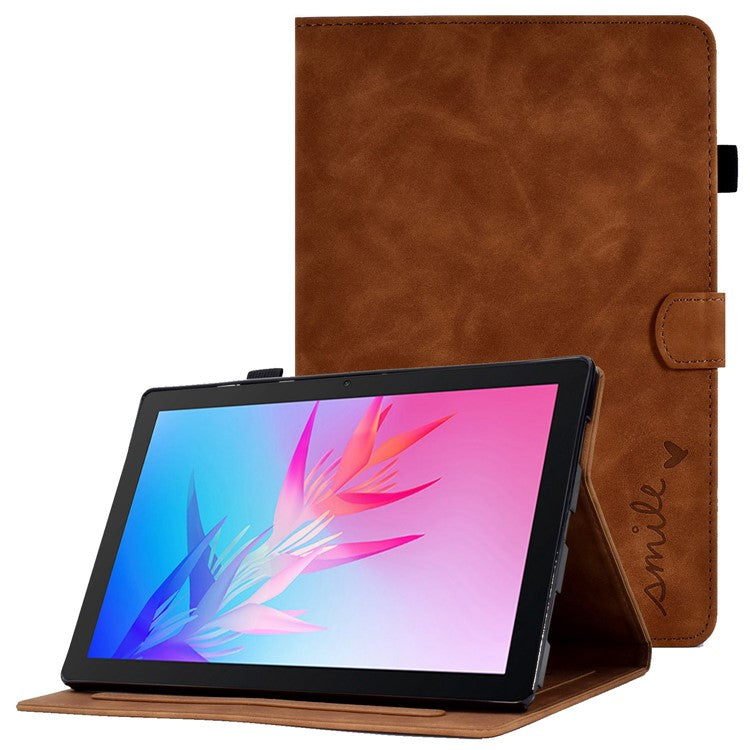 For Huawei Enjoy Tablet 2  /  MatePad T 10 9.7 inch  /  T 10S 10.1 inch  /  Honor Pad 6 10.1-inch  /  Pad X6 9.7 inch Tablet Case Pattern Imprinted PU Leather Card Slots Stand Cover - Brown