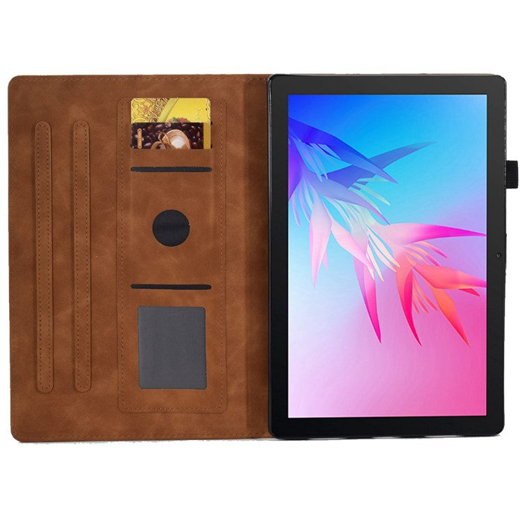 For Huawei Enjoy Tablet 2  /  MatePad T 10 9.7 inch  /  T 10S 10.1 inch  /  Honor Pad 6 10.1-inch  /  Pad X6 9.7 inch Tablet Case Pattern Imprinted PU Leather Card Slots Stand Cover - Brown