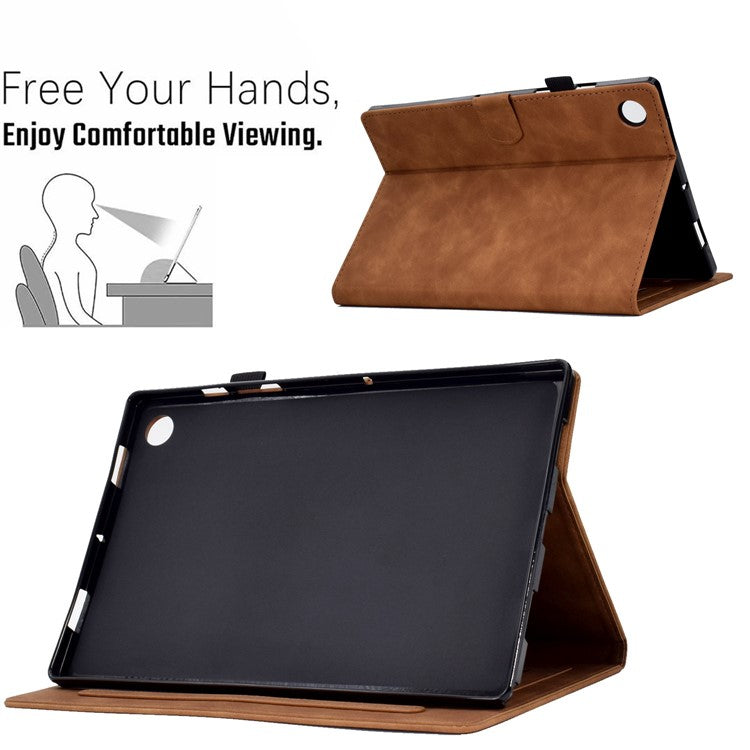 For Huawei Enjoy Tablet 2  /  MatePad T 10 9.7 inch  /  T 10S 10.1 inch  /  Honor Pad 6 10.1-inch  /  Pad X6 9.7 inch Tablet Case Pattern Imprinted PU Leather Card Slots Stand Cover - Brown