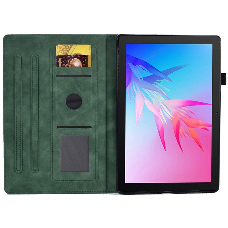 For Huawei Enjoy Tablet 2  /  MatePad T 10 9.7 inch  /  T 10S 10.1 inch  /  Honor Pad 6 10.1-inch  /  Pad X6 9.7 inch Tablet Case Pattern Imprinted PU Leather Card Slots Stand Cover - Green