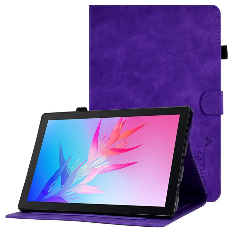 For Huawei Enjoy Tablet 2  /  MatePad T 10 9.7 inch  /  T 10S 10.1 inch  /  Honor Pad 6 10.1-inch  /  Pad X6 9.7 inch Tablet Case Pattern Imprinted PU Leather Card Slots Stand Cover - Purple