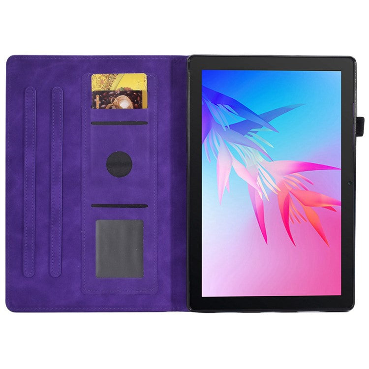 For Huawei Enjoy Tablet 2  /  MatePad T 10 9.7 inch  /  T 10S 10.1 inch  /  Honor Pad 6 10.1-inch  /  Pad X6 9.7 inch Tablet Case Pattern Imprinted PU Leather Card Slots Stand Cover - Purple