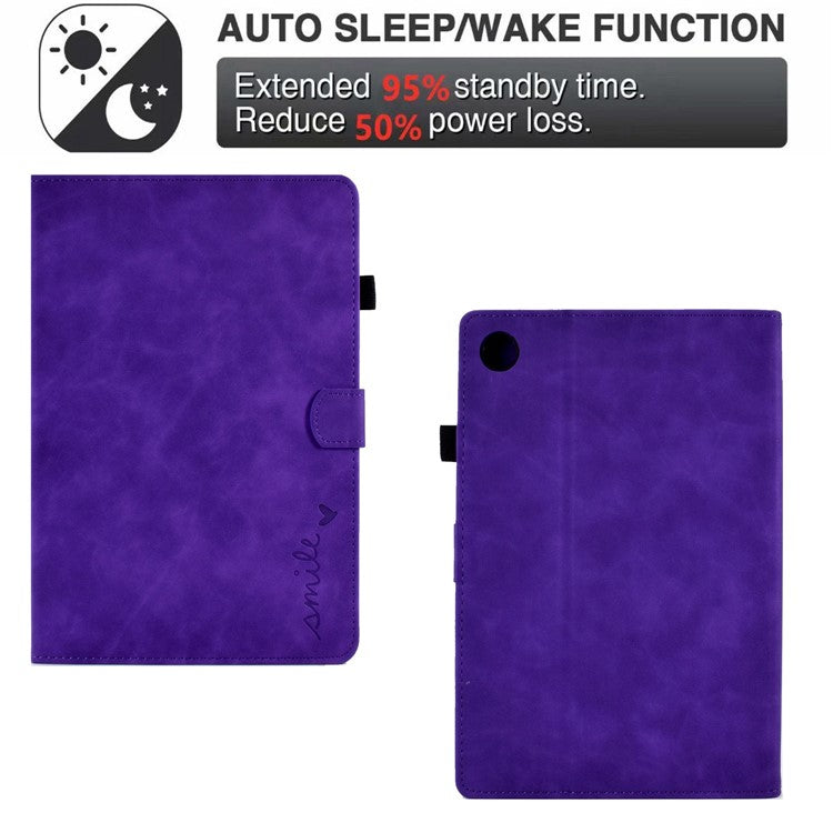 For Huawei Enjoy Tablet 2  /  MatePad T 10 9.7 inch  /  T 10S 10.1 inch  /  Honor Pad 6 10.1-inch  /  Pad X6 9.7 inch Tablet Case Pattern Imprinted PU Leather Card Slots Stand Cover - Purple