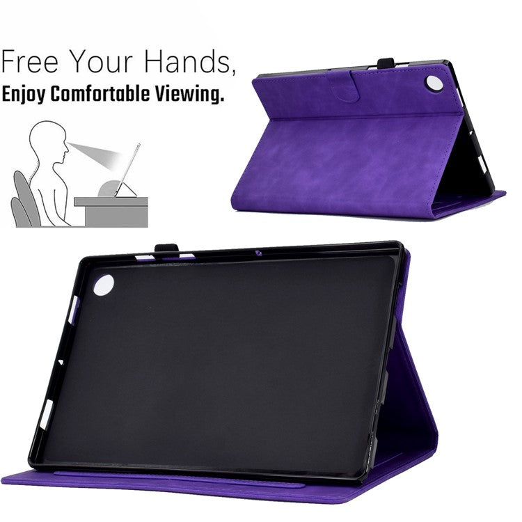 For Huawei Enjoy Tablet 2  /  MatePad T 10 9.7 inch  /  T 10S 10.1 inch  /  Honor Pad 6 10.1-inch  /  Pad X6 9.7 inch Tablet Case Pattern Imprinted PU Leather Card Slots Stand Cover - Purple