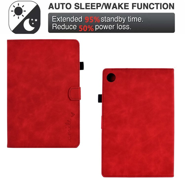 For Huawei Enjoy Tablet 2  /  MatePad T 10 9.7 inch  /  T 10S 10.1 inch  /  Honor Pad 6 10.1-inch  /  Pad X6 9.7 inch Tablet Case Pattern Imprinted PU Leather Card Slots Stand Cover - Red