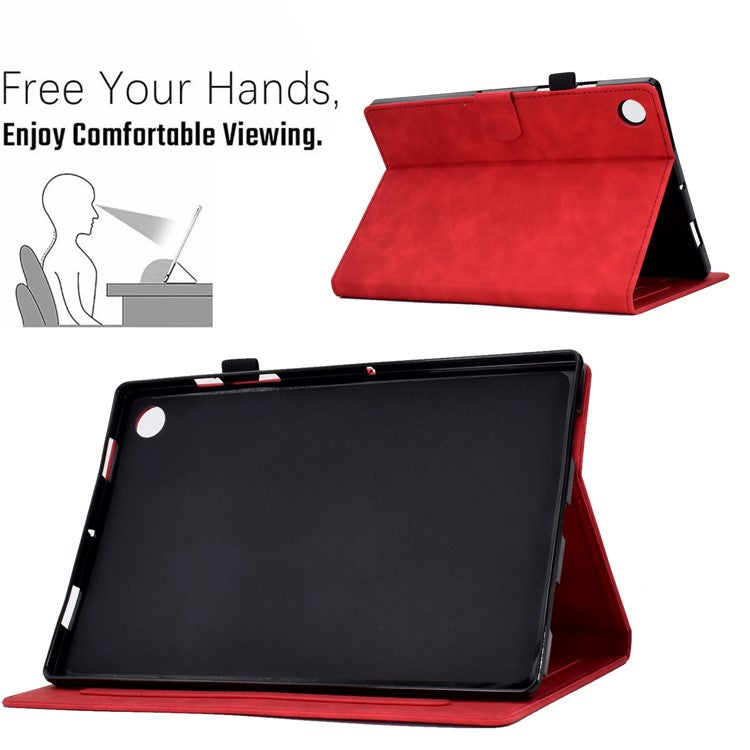 For Huawei Enjoy Tablet 2  /  MatePad T 10 9.7 inch  /  T 10S 10.1 inch  /  Honor Pad 6 10.1-inch  /  Pad X6 9.7 inch Tablet Case Pattern Imprinted PU Leather Card Slots Stand Cover - Red