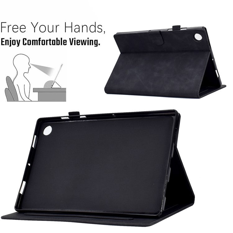 For Huawei Enjoy Tablet 2  /  MatePad T 10 9.7 inch  /  T 10S 10.1 inch  /  Honor Pad 6 10.1-inch  /  Pad X6 9.7 inch Tablet Case Pattern Imprinted PU Leather Card Slots Stand Cover - Black