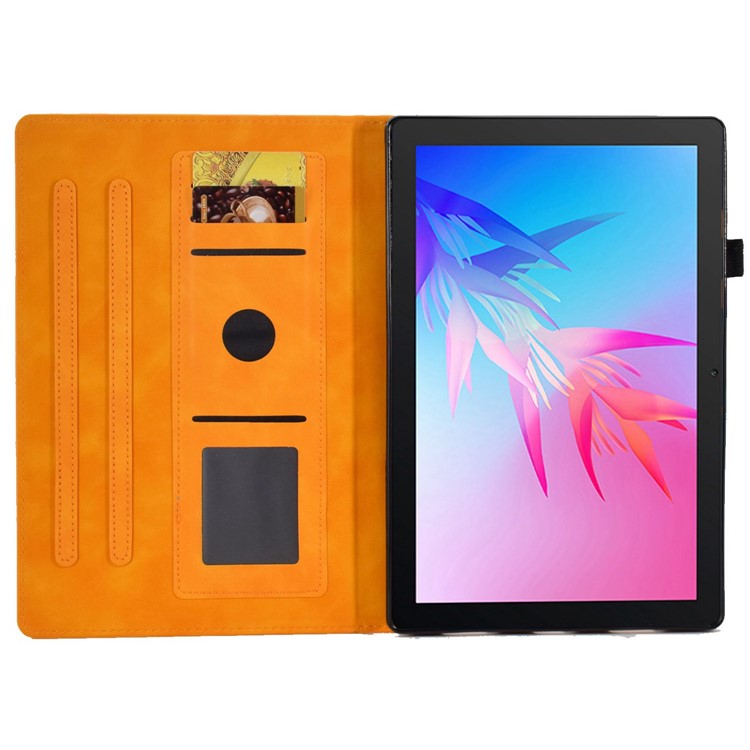 For Huawei Enjoy Tablet 2  /  MatePad T 10 9.7 inch  /  T 10S 10.1 inch  /  Honor Pad 6 10.1-inch  /  Pad X6 9.7 inch Tablet Case Pattern Imprinted PU Leather Card Slots Stand Cover - Orange