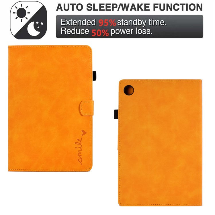 For Huawei Enjoy Tablet 2  /  MatePad T 10 9.7 inch  /  T 10S 10.1 inch  /  Honor Pad 6 10.1-inch  /  Pad X6 9.7 inch Tablet Case Pattern Imprinted PU Leather Card Slots Stand Cover - Orange