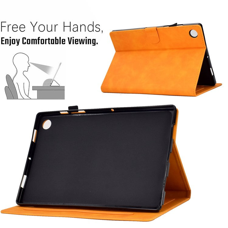 For Huawei Enjoy Tablet 2  /  MatePad T 10 9.7 inch  /  T 10S 10.1 inch  /  Honor Pad 6 10.1-inch  /  Pad X6 9.7 inch Tablet Case Pattern Imprinted PU Leather Card Slots Stand Cover - Orange