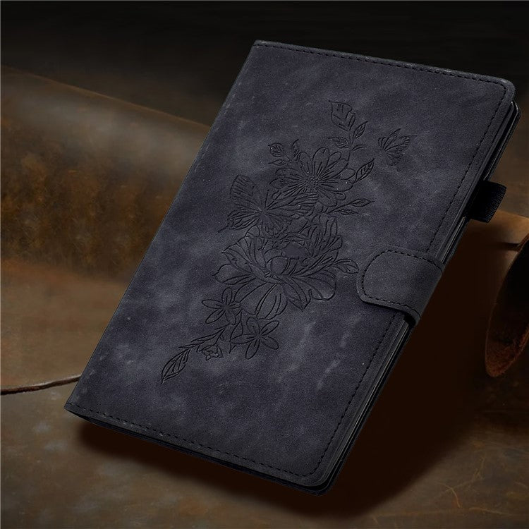 For Huawei Enjoy Tablet 2  /  MatePad T 10 9.7 inch  /  T 10S 10.1 inch  /  Honor Pad 6 10.1-inch  /  Pad X6 9.7 inch Butterfly Flower Pattern Imprinted Tablet Case PU Leather Stand Card Slot Cover - Black