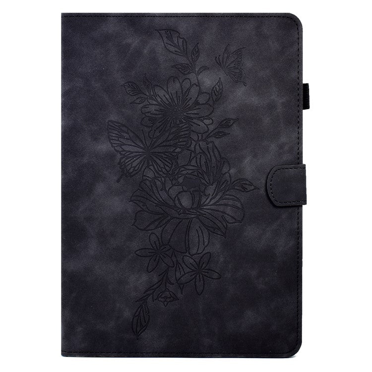 For Huawei Enjoy Tablet 2  /  MatePad T 10 9.7 inch  /  T 10S 10.1 inch  /  Honor Pad 6 10.1-inch  /  Pad X6 9.7 inch Butterfly Flower Pattern Imprinted Tablet Case PU Leather Stand Card Slot Cover - Black