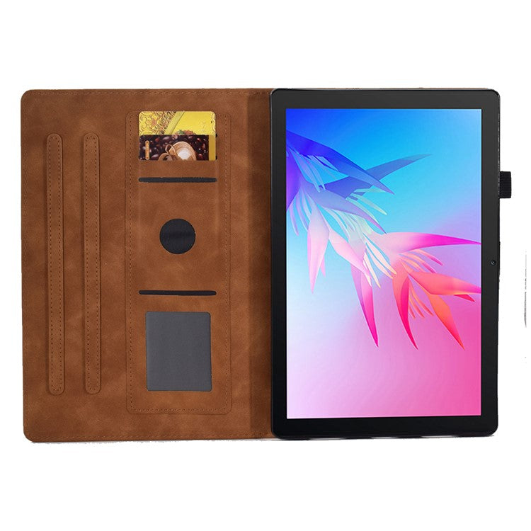 For Huawei Enjoy Tablet 2  /  MatePad T 10 9.7 inch  /  T 10S 10.1 inch  /  Honor Pad 6 10.1-inch  /  Pad X6 9.7 inch Butterfly Flower Pattern Imprinted Tablet Case PU Leather Stand Card Slot Cover - Brown