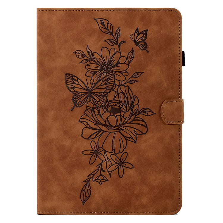 For Huawei Enjoy Tablet 2  /  MatePad T 10 9.7 inch  /  T 10S 10.1 inch  /  Honor Pad 6 10.1-inch  /  Pad X6 9.7 inch Butterfly Flower Pattern Imprinted Tablet Case PU Leather Stand Card Slot Cover - Brown