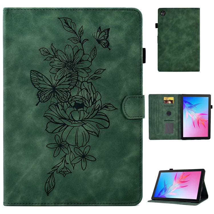 For Huawei Enjoy Tablet 2  /  MatePad T 10 9.7 inch  /  T 10S 10.1 inch  /  Honor Pad 6 10.1-inch  /  Pad X6 9.7 inch Butterfly Flower Pattern Imprinted Tablet Case PU Leather Stand Card Slot Cover - Green