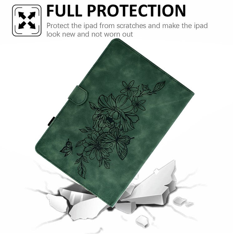 For Huawei Enjoy Tablet 2  /  MatePad T 10 9.7 inch  /  T 10S 10.1 inch  /  Honor Pad 6 10.1-inch  /  Pad X6 9.7 inch Butterfly Flower Pattern Imprinted Tablet Case PU Leather Stand Card Slot Cover - Green