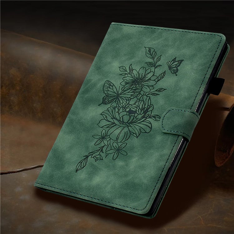 For Huawei Enjoy Tablet 2  /  MatePad T 10 9.7 inch  /  T 10S 10.1 inch  /  Honor Pad 6 10.1-inch  /  Pad X6 9.7 inch Butterfly Flower Pattern Imprinted Tablet Case PU Leather Stand Card Slot Cover - Green