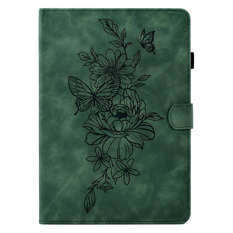 For Huawei Enjoy Tablet 2  /  MatePad T 10 9.7 inch  /  T 10S 10.1 inch  /  Honor Pad 6 10.1-inch  /  Pad X6 9.7 inch Butterfly Flower Pattern Imprinted Tablet Case PU Leather Stand Card Slot Cover - Green