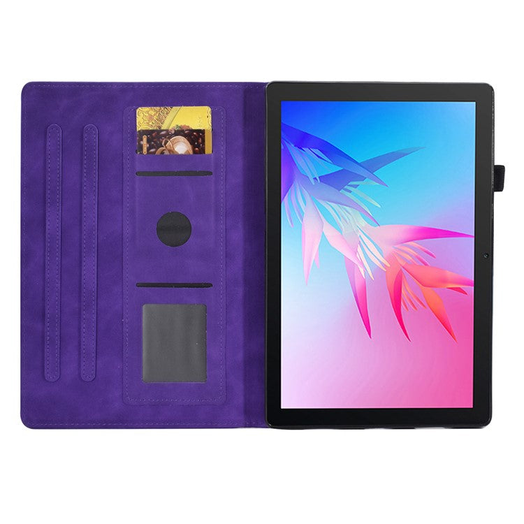 For Huawei Enjoy Tablet 2  /  MatePad T 10 9.7 inch  /  T 10S 10.1 inch  /  Honor Pad 6 10.1-inch  /  Pad X6 9.7 inch Butterfly Flower Pattern Imprinted Tablet Case PU Leather Stand Card Slot Cover - Purple