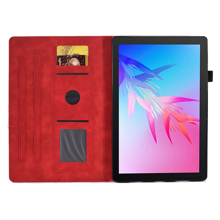 For Huawei Enjoy Tablet 2  /  MatePad T 10 9.7 inch  /  T 10S 10.1 inch  /  Honor Pad 6 10.1-inch  /  Pad X6 9.7 inch Butterfly Flower Pattern Imprinted Tablet Case PU Leather Stand Card Slot Cover - Red