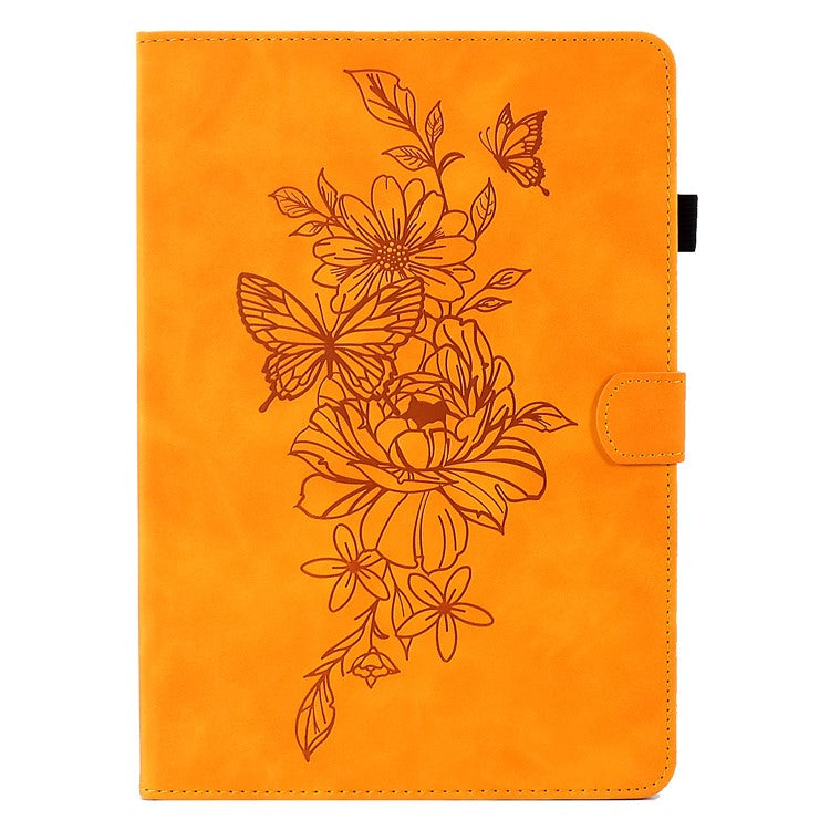 For Huawei Enjoy Tablet 2  /  MatePad T 10 9.7 inch  /  T 10S 10.1 inch  /  Honor Pad 6 10.1-inch  /  Pad X6 9.7 inch Butterfly Flower Pattern Imprinted Tablet Case PU Leather Stand Card Slot Cover - Khaki