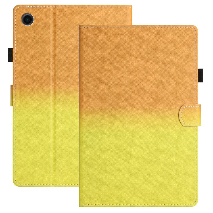 For Huawei Enjoy Tablet 2 / MatePad T 10 / T 10S / Honor Pad 6 10.1-inch / Pad X6 9.7 inch Stitching Lines Gradient Leather Tablet Stand Case - Orange / Yellow