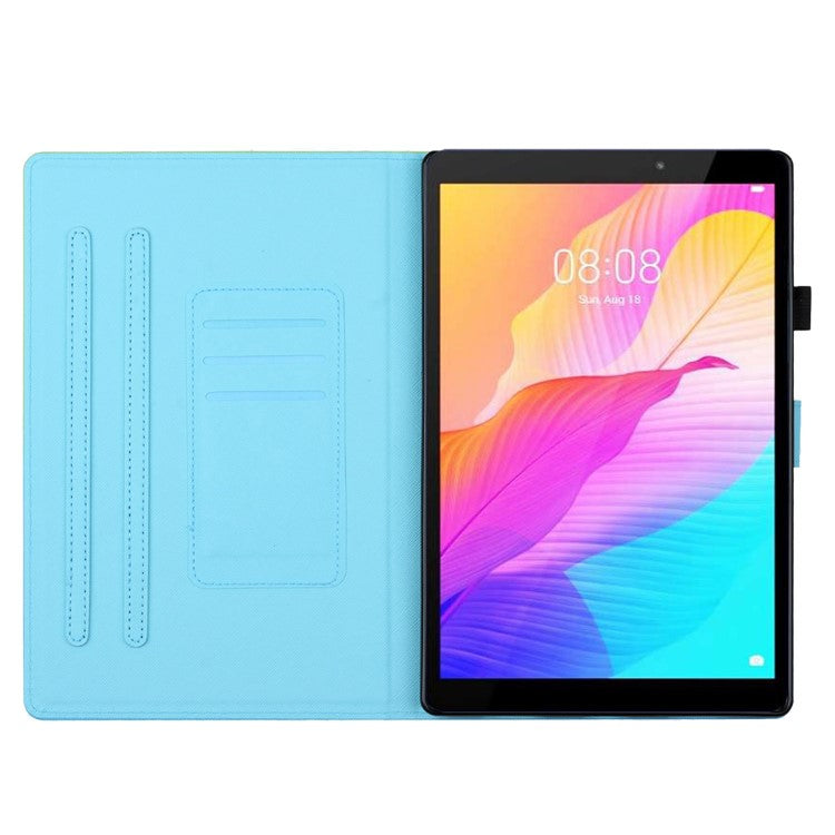 For Huawei Enjoy Tablet 2 / MatePad T 10 / T 10S / Honor Pad 6 10.1-inch / Pad X6 9.7 inch Stitching Lines Gradient Leather Tablet Stand Case - Blue / Rose