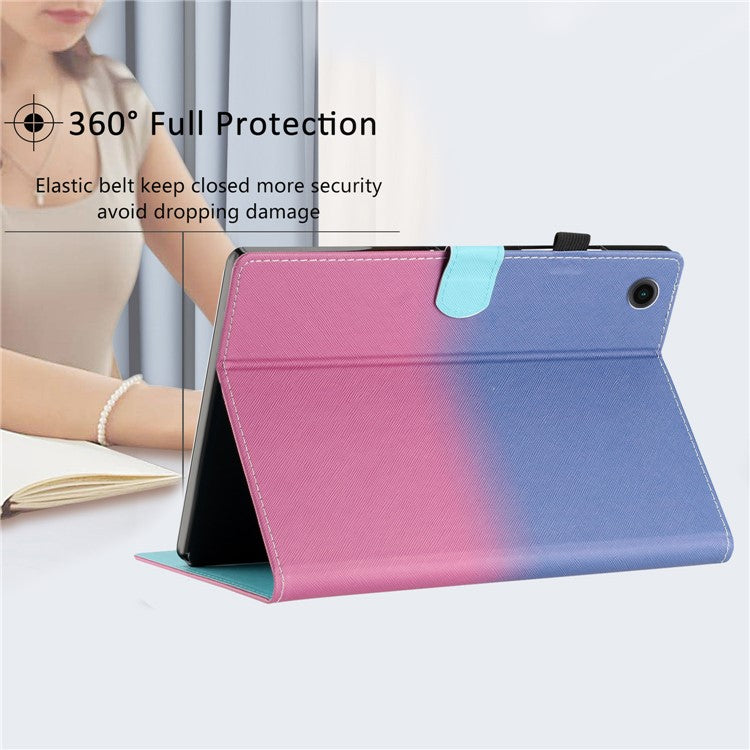 For Huawei Enjoy Tablet 2 / MatePad T 10 / T 10S / Honor Pad 6 10.1-inch / Pad X6 9.7 inch Stitching Lines Gradient Leather Tablet Stand Case - Blue / Rose