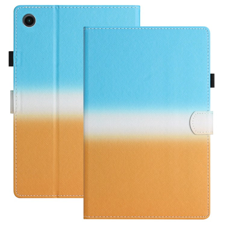 For Huawei Enjoy Tablet 2 / MatePad T 10 / T 10S / Honor Pad 6 10.1-inch / Pad X6 9.7 inch Stitching Lines Gradient Leather Tablet Stand Case - Blue / Orange