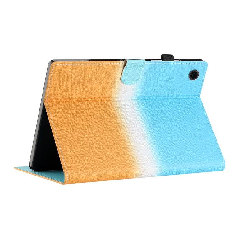 For Huawei Enjoy Tablet 2 / MatePad T 10 / T 10S / Honor Pad 6 10.1-inch / Pad X6 9.7 inch Stitching Lines Gradient Leather Tablet Stand Case - Blue / Orange