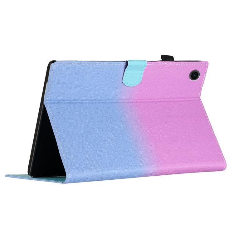 For Huawei Enjoy Tablet 2 / MatePad T 10 / T 10S / Honor Pad 6 10.1-inch / Pad X6 9.7 inch Stitching Lines Gradient Leather Tablet Stand Case - Purple / Blue