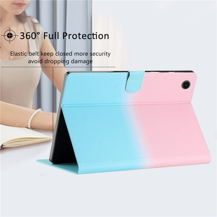 For Huawei Enjoy Tablet 2 / MatePad T 10 / T 10S / Honor Pad 6 10.1-inch / Pad X6 9.7 inch Stitching Lines Gradient Leather Tablet Stand Case - Pink / Blue