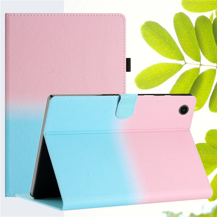 For Huawei Enjoy Tablet 2 / MatePad T 10 / T 10S / Honor Pad 6 10.1-inch / Pad X6 9.7 inch Stitching Lines Gradient Leather Tablet Stand Case - Pink / Blue