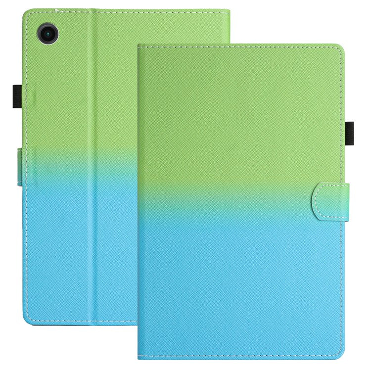 For Huawei Enjoy Tablet 2 / MatePad T 10 / T 10S / Honor Pad 6 10.1-inch / Pad X6 9.7 inch Stitching Lines Gradient Leather Tablet Stand Case - Green / Blue