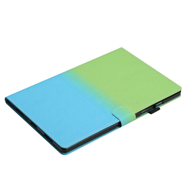 For Huawei Enjoy Tablet 2 / MatePad T 10 / T 10S / Honor Pad 6 10.1-inch / Pad X6 9.7 inch Stitching Lines Gradient Leather Tablet Stand Case - Green / Blue