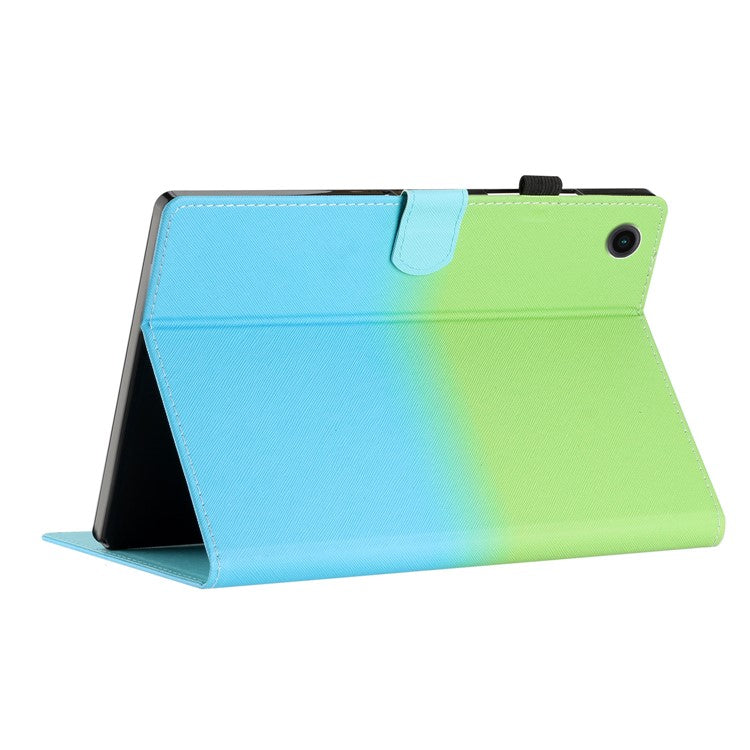 For Huawei Enjoy Tablet 2 / MatePad T 10 / T 10S / Honor Pad 6 10.1-inch / Pad X6 9.7 inch Stitching Lines Gradient Leather Tablet Stand Case - Green / Blue