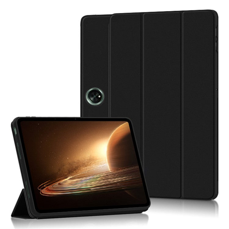 Tablet Case for Oppo Pad 2 , PU Leather + TPU Trifold Stand Protective Tablet Cover - Black