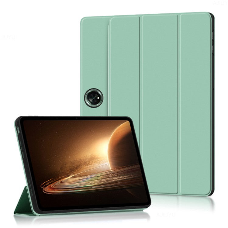 Tablet Case for Oppo Pad 2 , PU Leather + TPU Trifold Stand Protective Tablet Cover - Cyan