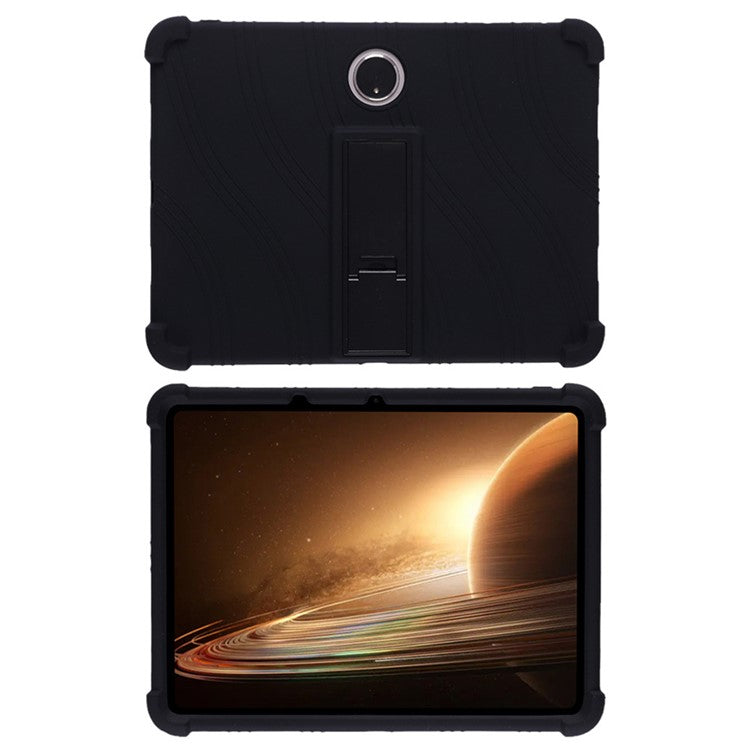 Shockproof Silicone Case for Oppo Pad 2 PC Kickstand Protective Tablet Cover - Black