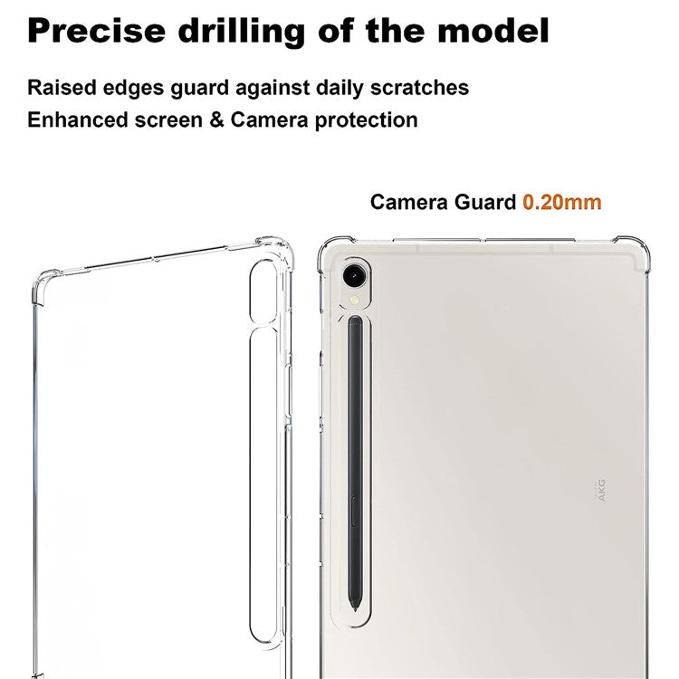 For Samsung Galaxy Tab S9 Reinforced Corners Tablet Case Drop-Proof Transparent TPU Cover