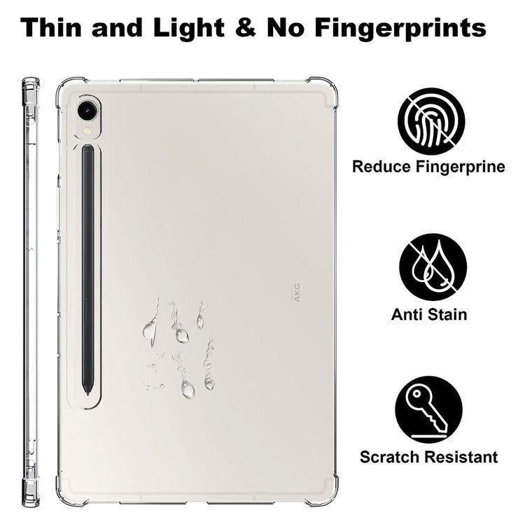 For Samsung Galaxy Tab S9 Reinforced Corners Tablet Case Drop-Proof Transparent TPU Cover