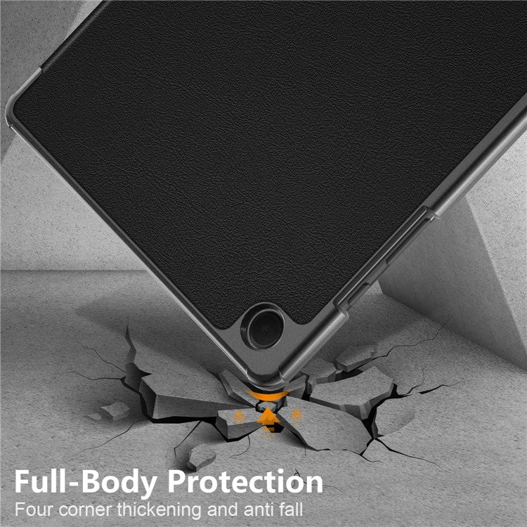 For Samsung Galaxy Tab  A9+ X210 / X216 / X218 PU Leather Smart Cover Tri-Fold Stand Tablet Case - Black