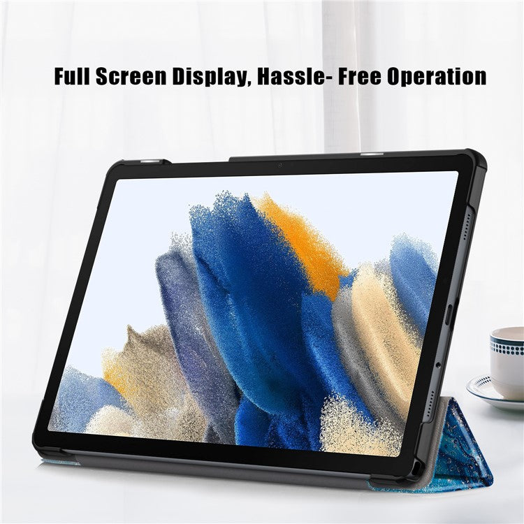 For Samsung Galaxy Tab  A9+ X210 / X216 / X218 Trifold Stand Smart Folio Cover PU Leather Pattern Printing Tablet Case - Wave