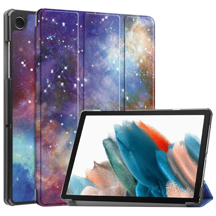 For Samsung Galaxy Tab A9+ Trifold Stand Tablet Case PU Leather Pattern Printing Smart Protective Cover - Galaxy