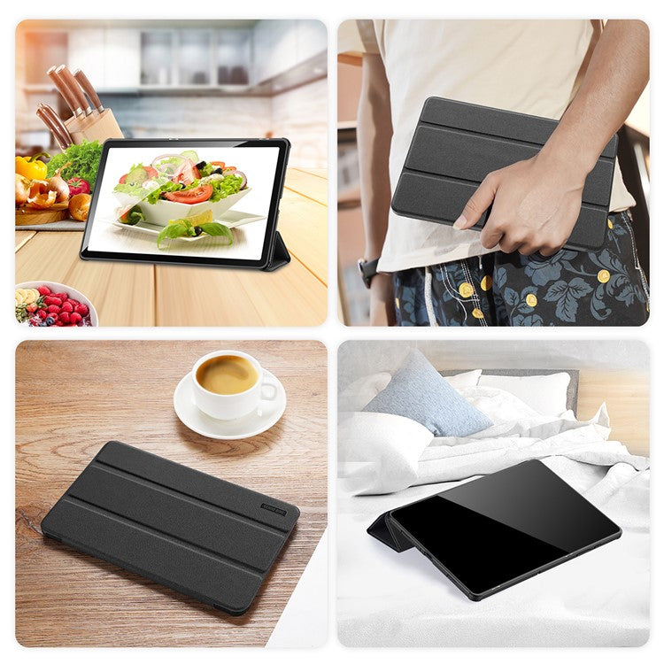 DUX DUCIS Domo Series for Samsung Galaxy Tab A9+ Business Tri-fold Stand Cover PU Leather Auto Wake / Sleep Tablet Case - Black