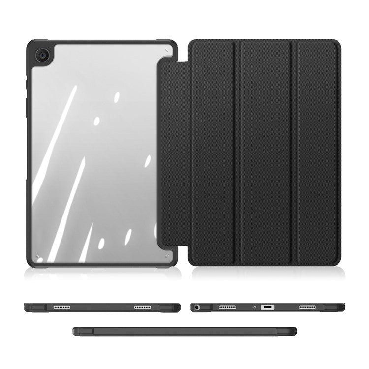 DUX DUCIS TOBY Series For Samsung Galaxy Tab A9+ Tri-fold Stand Cover PU Leather Auto Wake / Sleep Tablet Case - Black