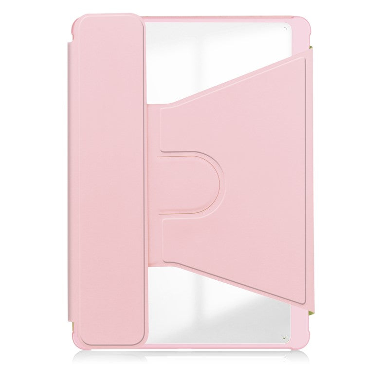 For Samsung Galaxy Tab S9 FE Case Leather+Acrylic Rotary Stand Cover with Bluetooth Keyboard - Pink